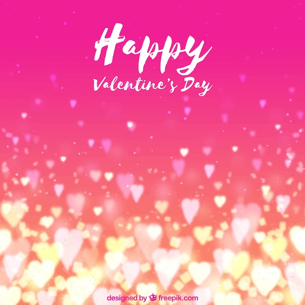 Watercolor valentine's day background with blurred hearts