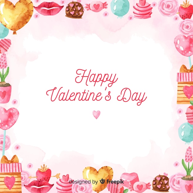 Watercolor valentine's day background 