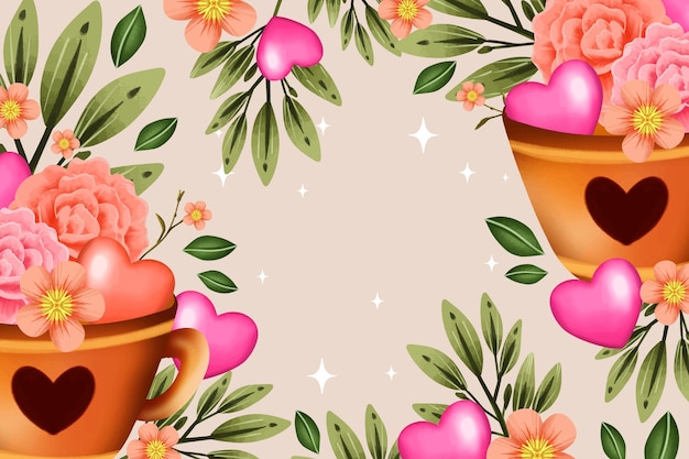 Watercolor valentine's day background