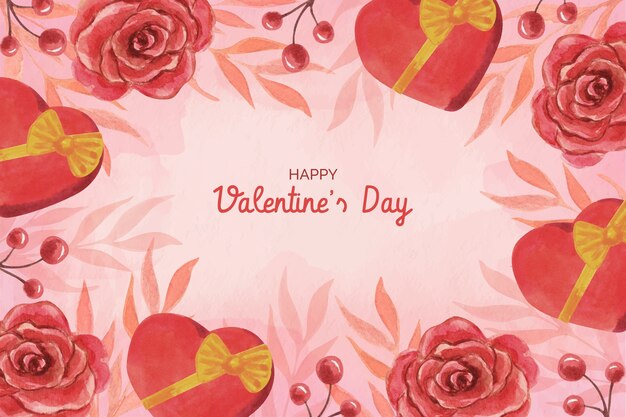 Watercolor valentine's day background