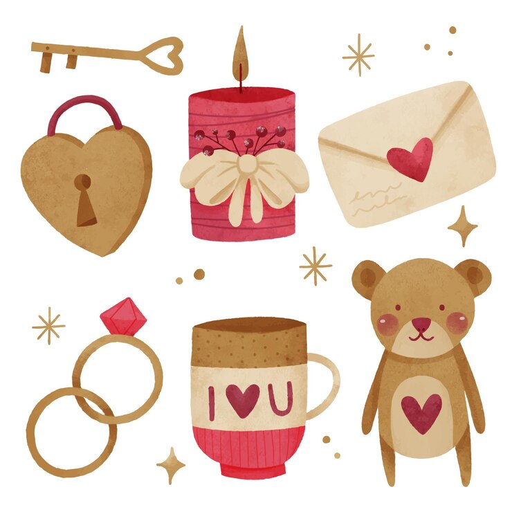 Free Vector watercolor valentine's day element collection