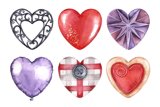 Free vector watercolor valentine's day element collection