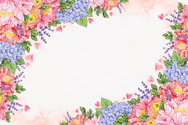 Watercolor valentine's day floral background