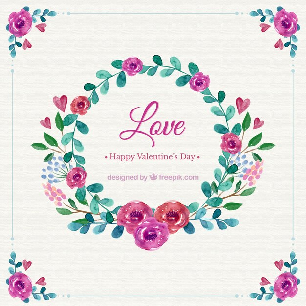 Watercolor valentine's day floral wreaths & bouquets