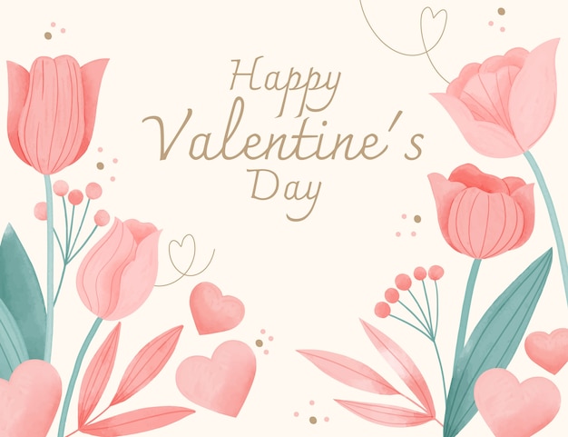 Watercolor valentine's day flowers illustration