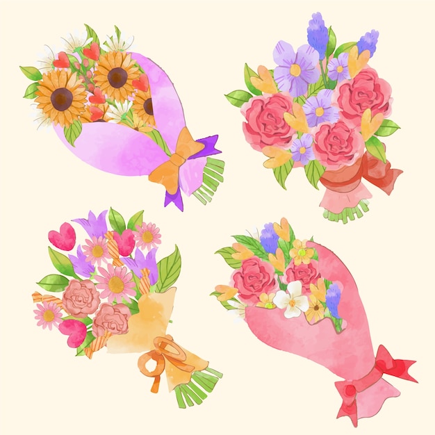 Free Vector watercolor valentine's day flowers illustration