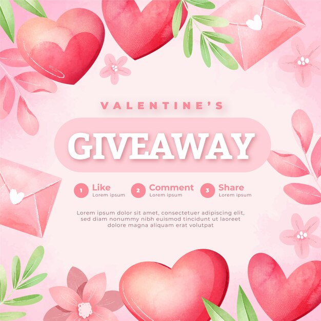 Watercolor valentine's day giveaway illustration