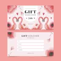 Free vector watercolor valentine's day horizontal voucher template