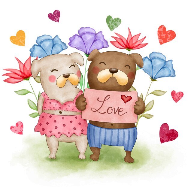 Watercolor valentine's day illustration