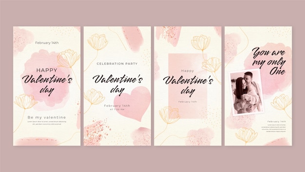 Watercolor valentine's day instagram stories collection