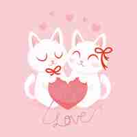 Free vector watercolor valentine's day kitties in love