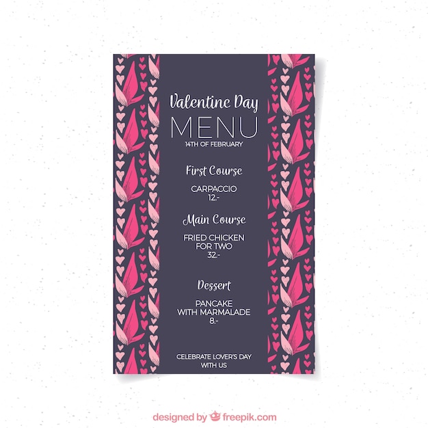 Free vector watercolor valentine's day menu