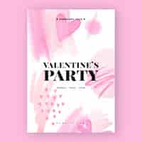 Free vector watercolor valentine's day party flyer template