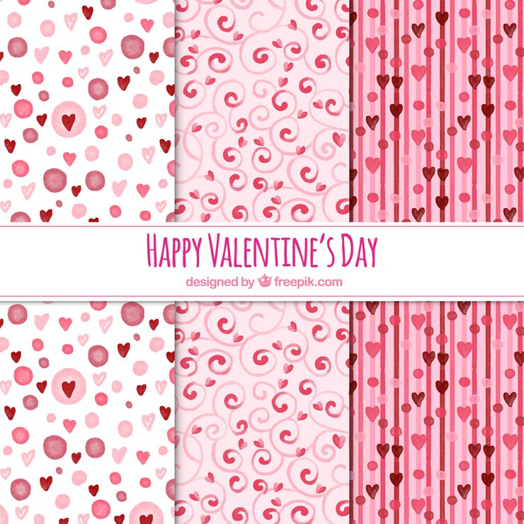 Free Vector watercolor valentine's day pattern collection