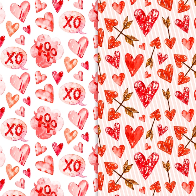 Free vector watercolor valentine's day pattern collection