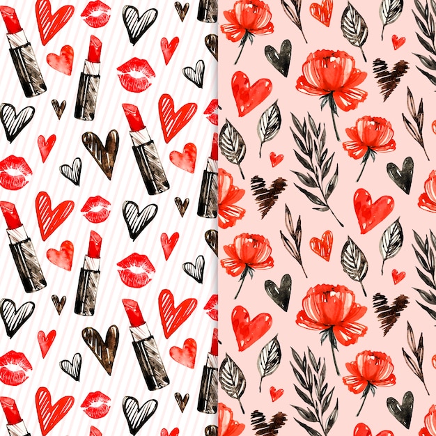 Watercolor valentine's day pattern