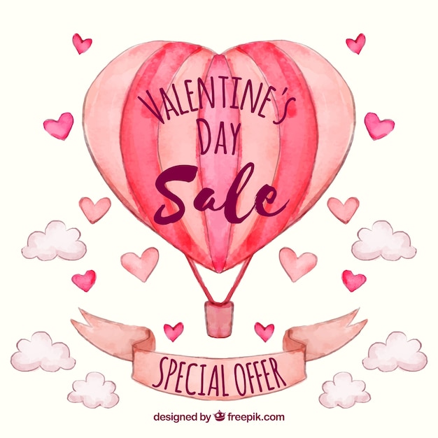 Free vector watercolor valentine's day sale background