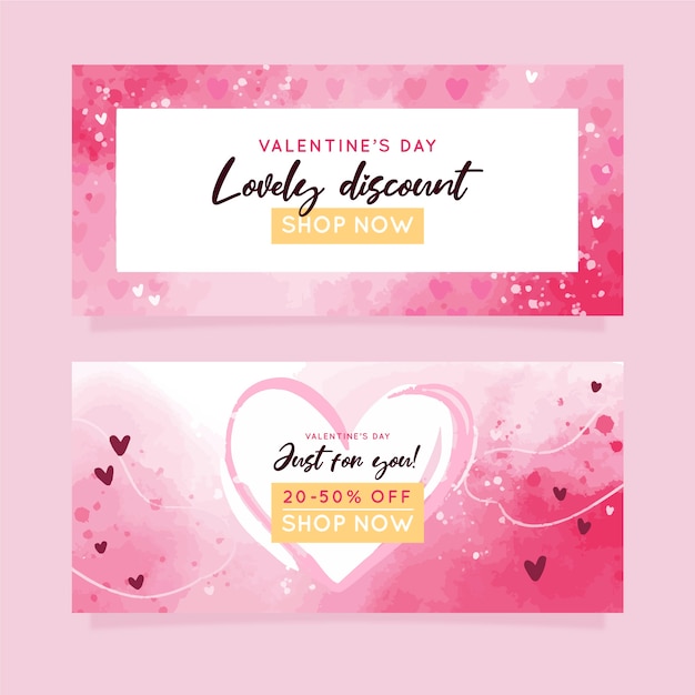 Watercolor valentine's day sale banner