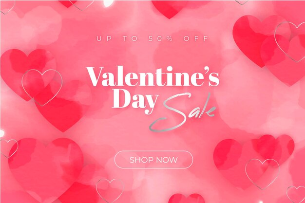 Watercolor valentine's day sale promo
