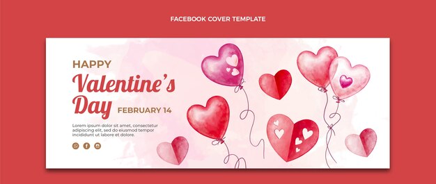 Watercolor valentine's day social media cover template