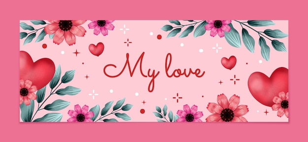 watercolor valentine's day social media cover template