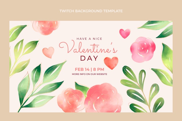 Watercolor valentine's day twitch background