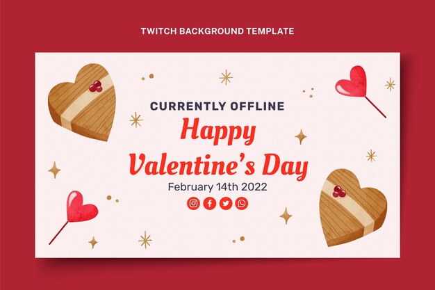 Free vector watercolor valentine's day twitch background