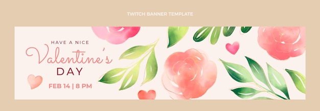 Watercolor valentine's day twitch banner