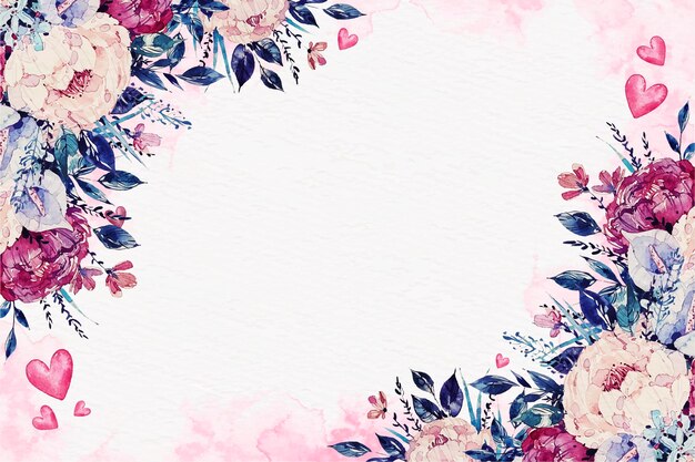 Watercolor valentine's day wallpaper with flowers