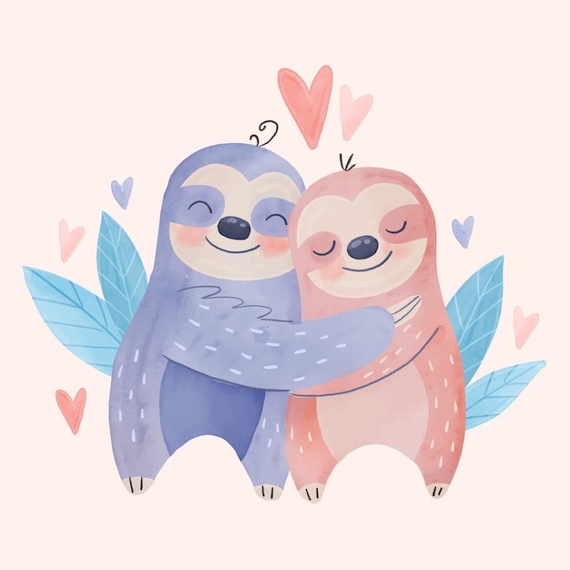 Free vector watercolor valentines day animal couple