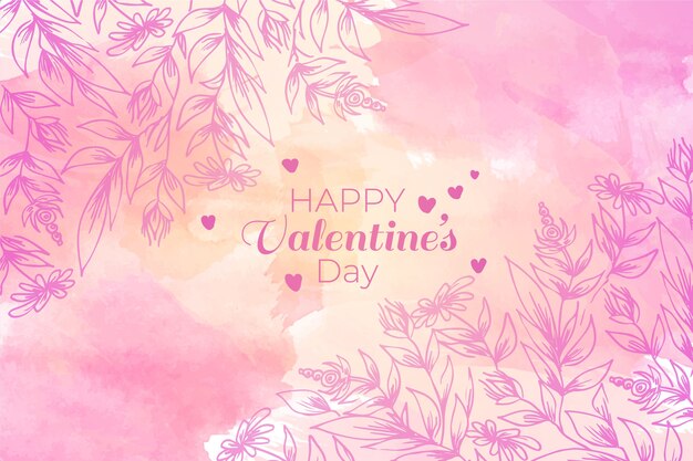 Watercolor valentines day background concept