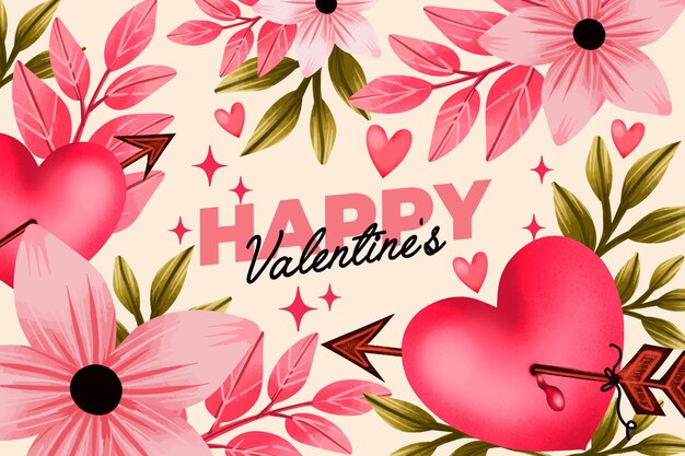 Watercolor valentines day background