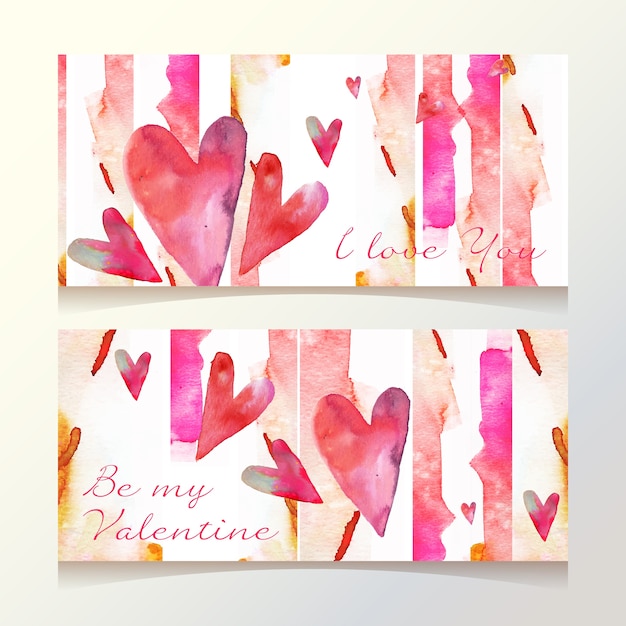 Watercolor valentines day banners template