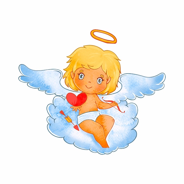 Free vector watercolor valentines day cupid illustration