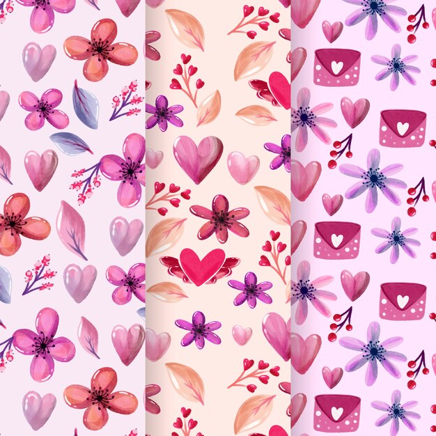 Watercolor valentines day pattern collection theme