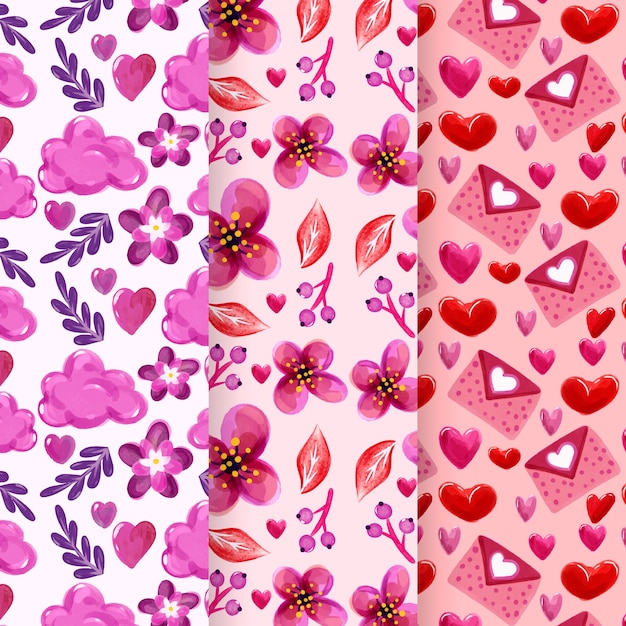 수채화 발렌타인 패턴 컬렉션