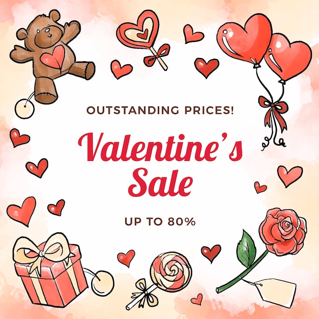 Free vector watercolor valentines day sale concept