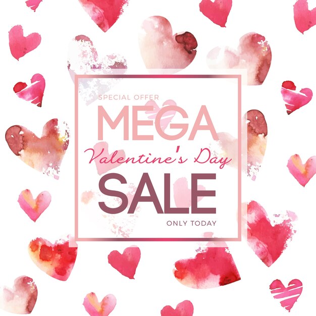 Watercolor valentines day sale concept