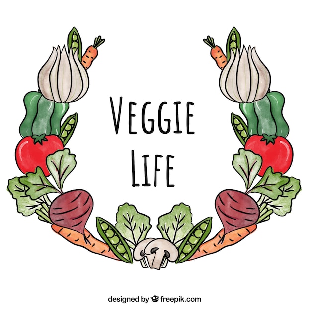 Free vector watercolor vegan food frame