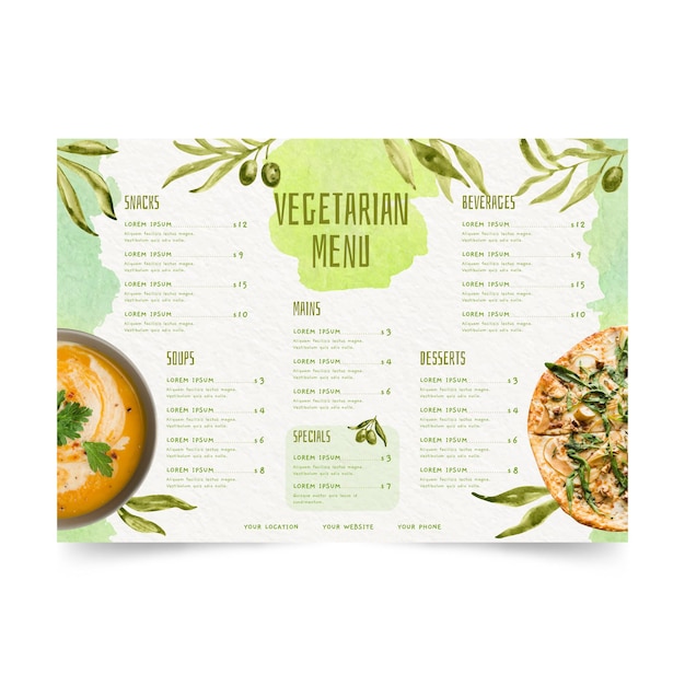 Free vector watercolor vegetarian menu