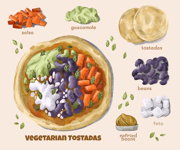 Watercolor vegetarian recipe