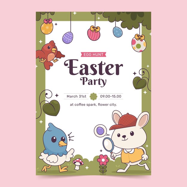 Watercolor vertical flyer template for easter holiday