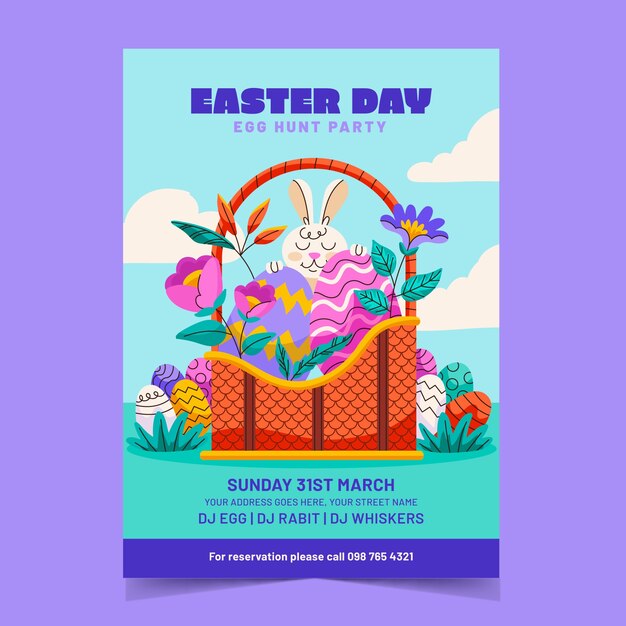 watercolor vertical flyer template for easter holiday