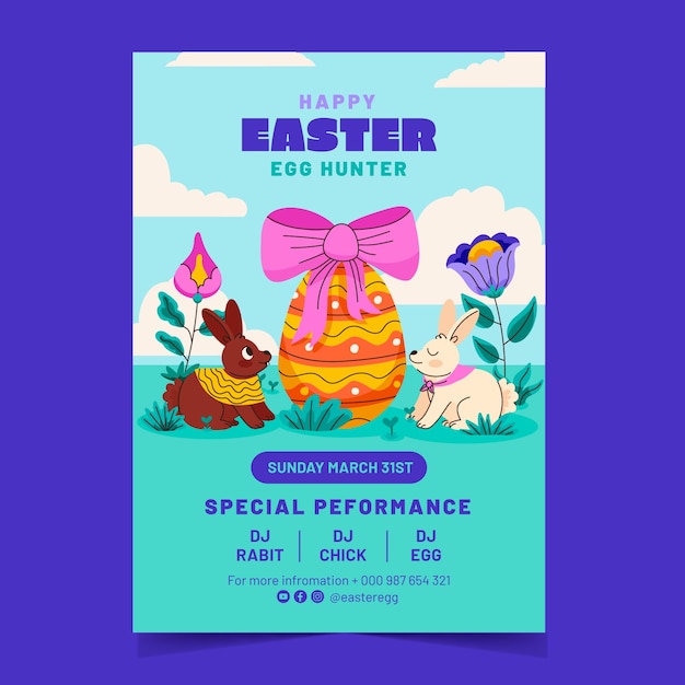 Free vector watercolor vertical flyer template for easter holiday