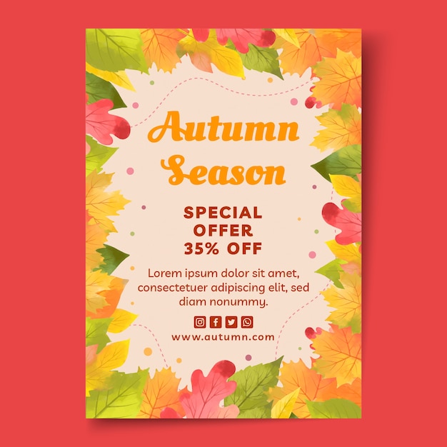 Watercolor vertical poster template for autumn celebration