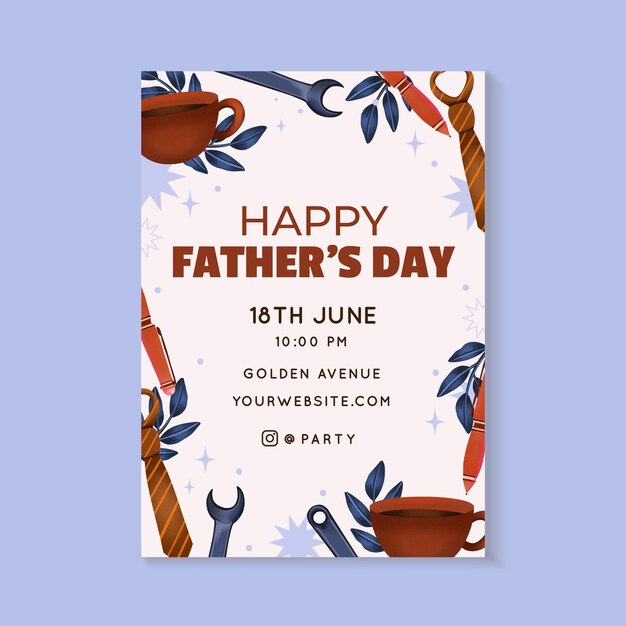 Watercolor vertical poster template for father's day celebration