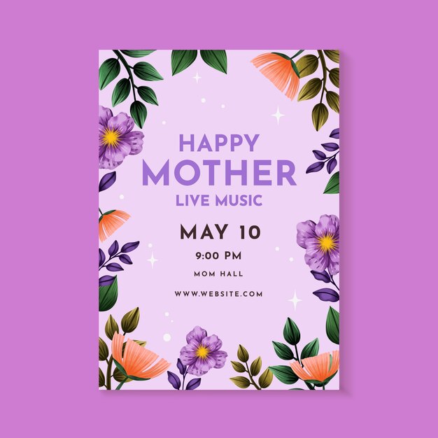 Watercolor vertical poster template for mother's day celebration