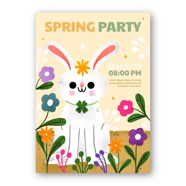 Watercolor vertical poster template for spring season celebration