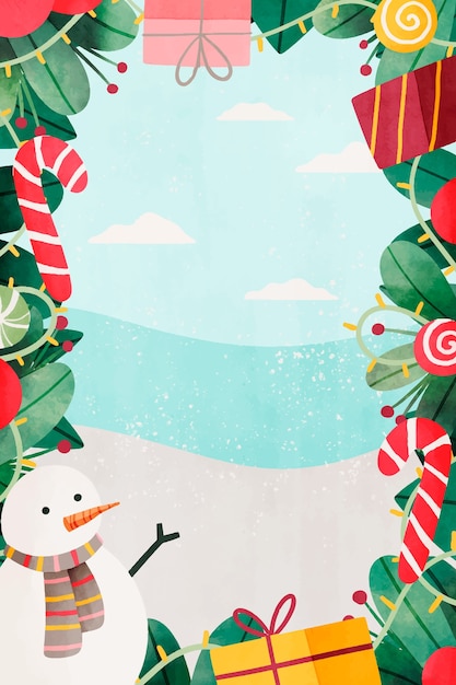 Watercolor vertical wallpaper for christmas season celebration