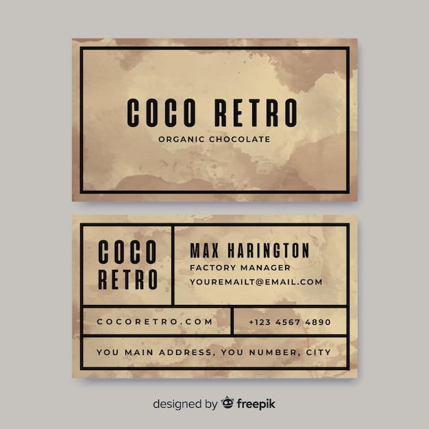 Watercolor vintage business card template